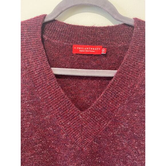 n:Philanthropy Womens Oversized Alpaca Wool V Neck Sweater Wine Size‎ Medium - Picture 5 of 9